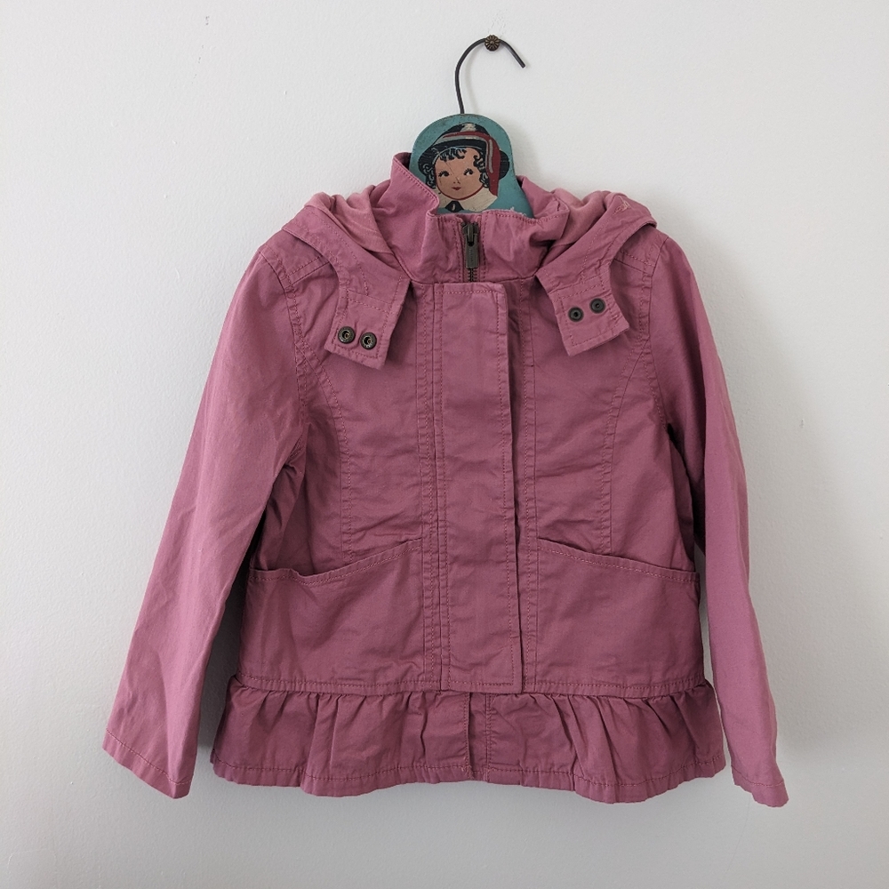 NWT Old Navy Girls 5T Pink Peplum Hooded Jacket